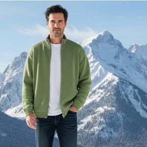 Napapijri Green Sweater Jacket - Size XL